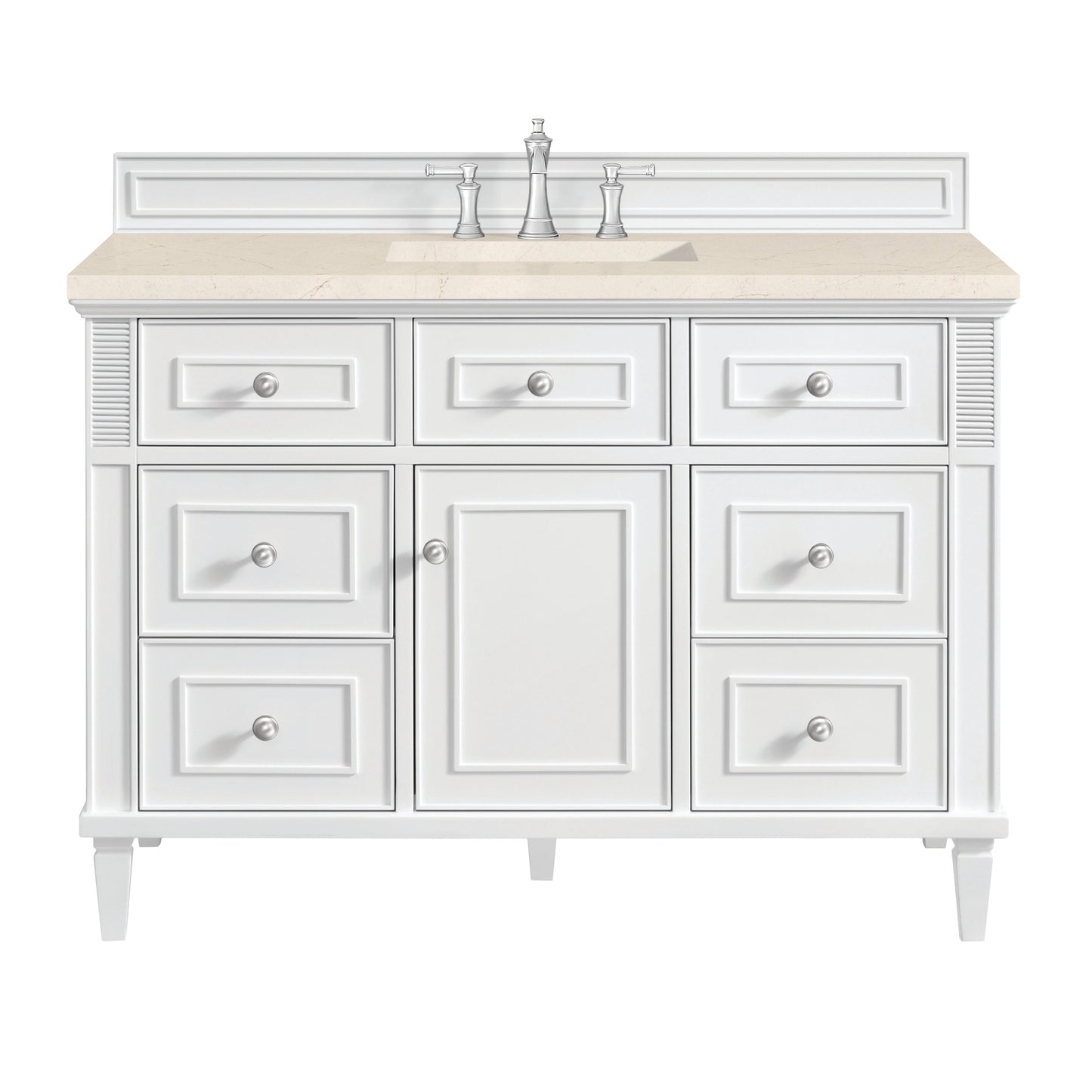 James Martin Vanities Lorelai 48" Bright White Single Vanity With 3 CM Eternal Marfil Quartz Top