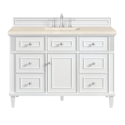 James Martin Vanities Lorelai 48" Bright White Single Vanity With 3 CM Eternal Marfil Quartz Top