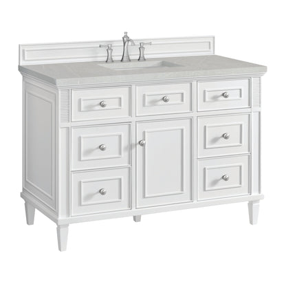 James Martin Vanities Lorelai 48" Bright White Single Vanity With 3 CM Eternal Serena Quartz Top