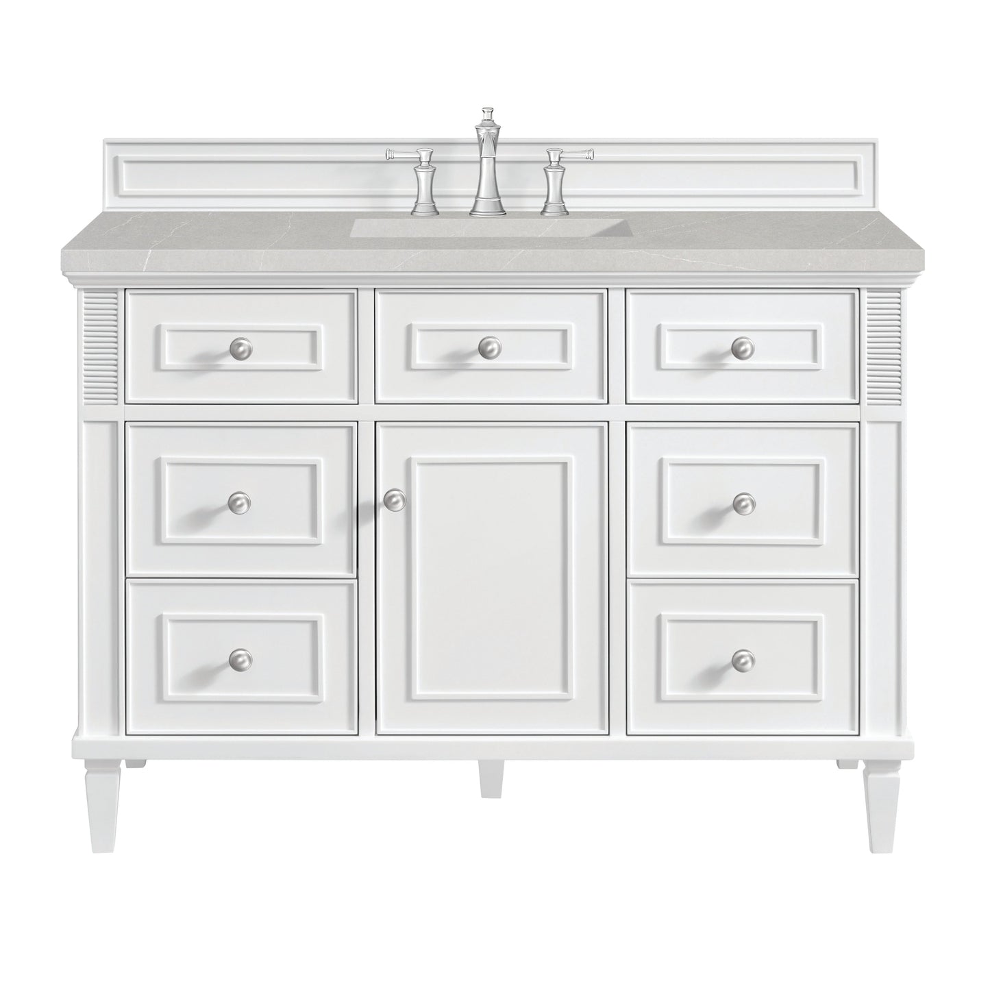 James Martin Vanities Lorelai 48" Bright White Single Vanity With 3 CM Eternal Serena Quartz Top