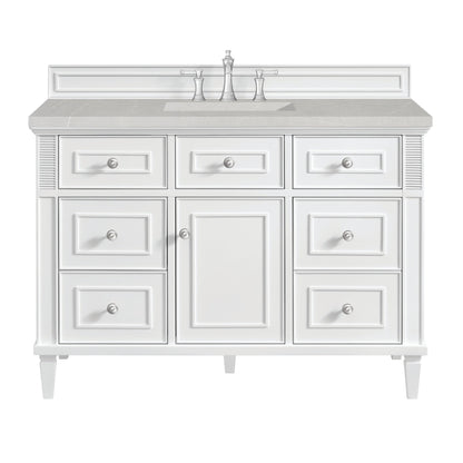 James Martin Vanities Lorelai 48" Bright White Single Vanity With 3 CM Eternal Serena Quartz Top