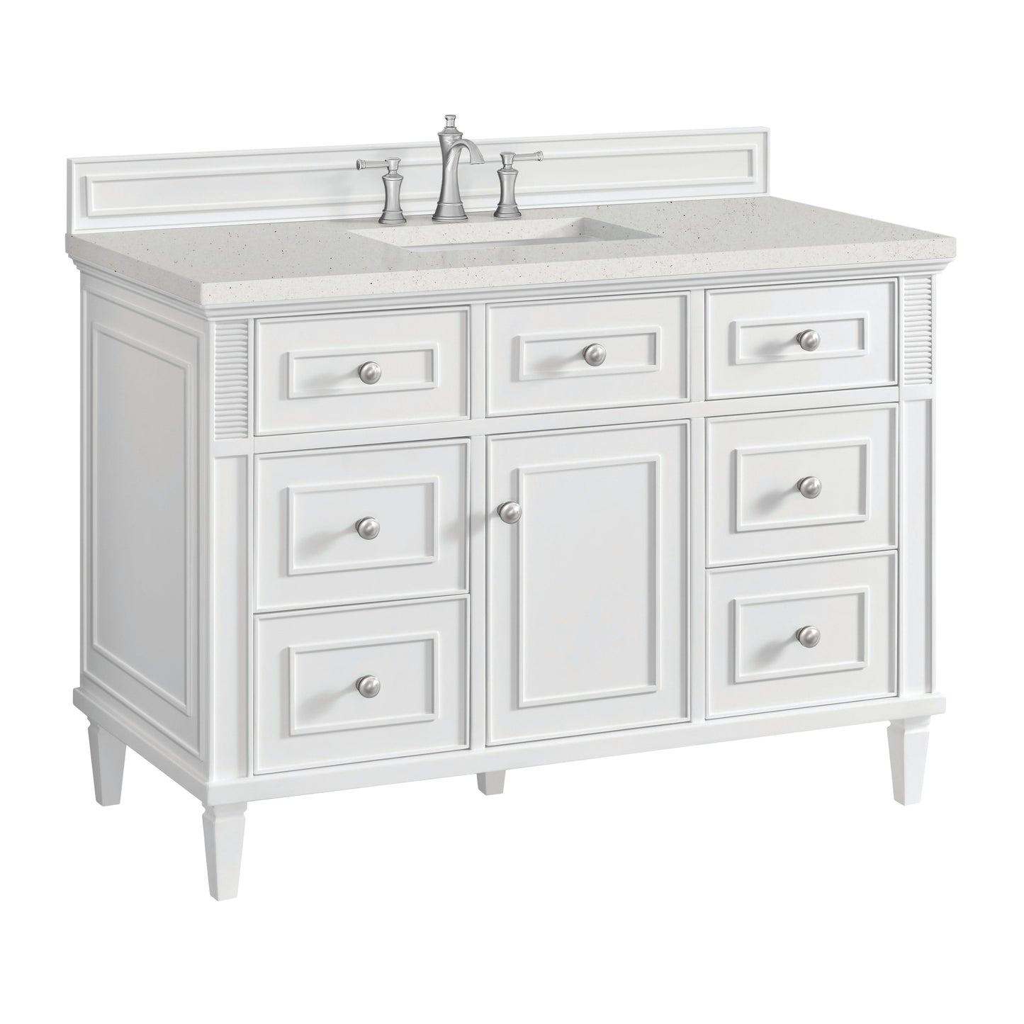 James Martin Vanities Lorelai 48" Bright White Single Vanity With 3 CM Lime Delight Quartz Top