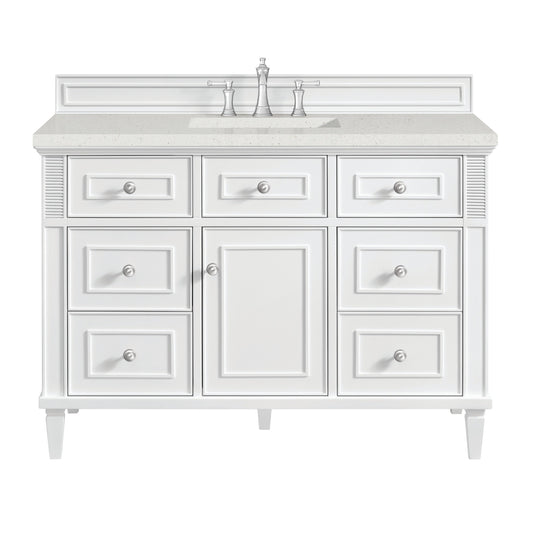 James Martin Vanities Lorelai 48" Bright White Single Vanity With 3 CM Lime Delight Quartz Top