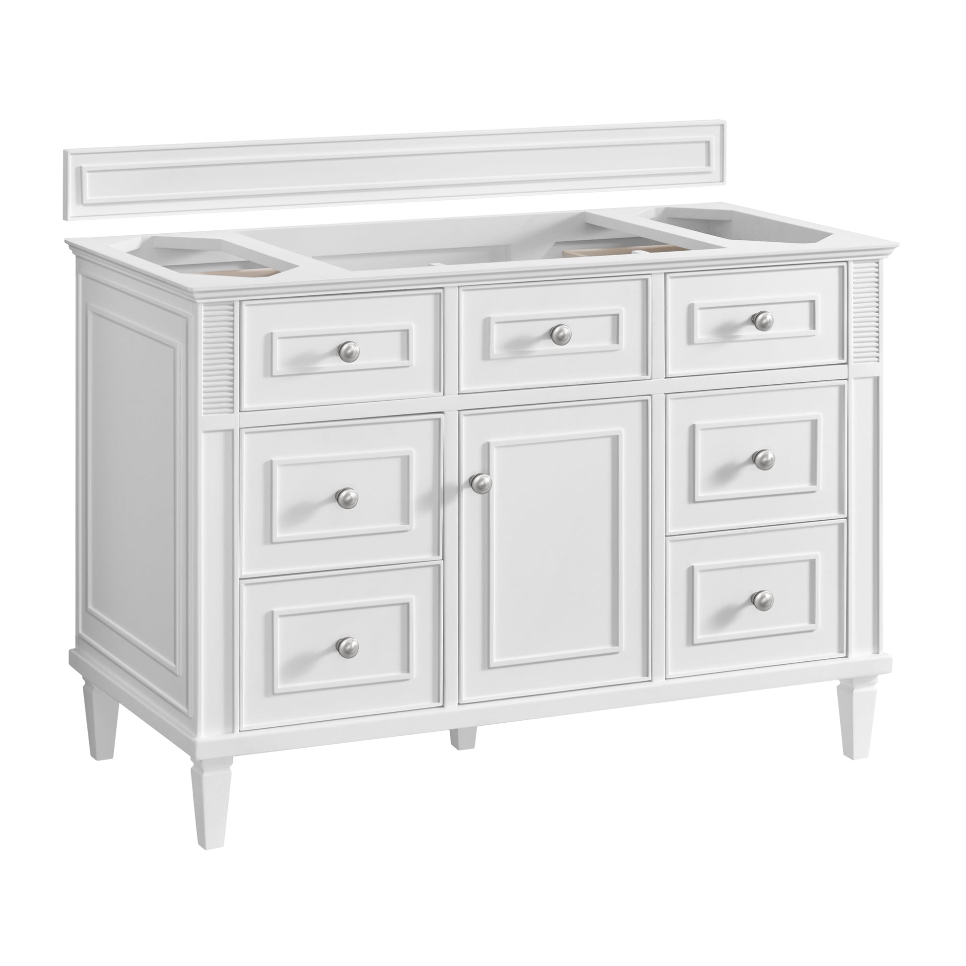 James Martin Vanities Lorelai 48" Bright White Single Vanity With 3 CM Parisien Bleu Quartz Top