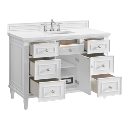 James Martin Vanities Lorelai 48" Bright White Single Vanity With 3 CM White Zeus Quartz Top