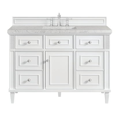 James Martin Vanities Lorelai 48" Bright White Single Vanity With 3 cm Eternal Jasmine Pearl Silestone Top and FreePower Wireless Charger