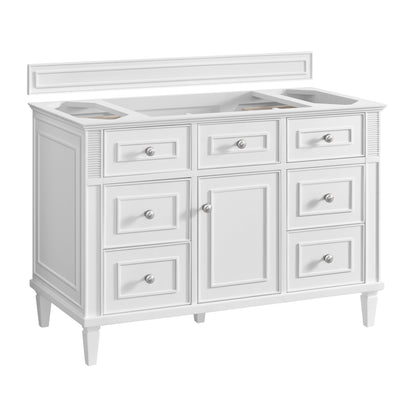 James Martin Vanities Lorelai 48" Bright White Single Vanity With 3 cm Ethereal Noctis Silestone Top and FreePower Wireless Charger