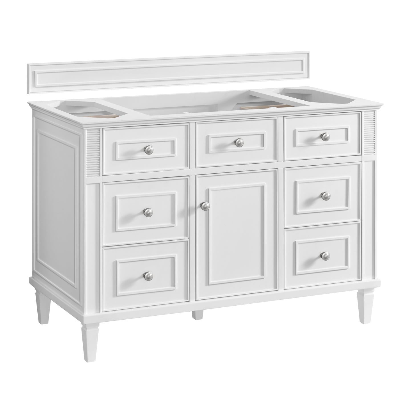 James Martin Vanities Lorelai 48" Bright White Single Vanity With 3 cm Parisien Bleu Silestone Top and FreePower Wireless Charger