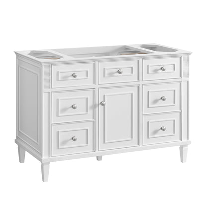 James Martin Vanities Lorelai 48" Bright White Single Vanity With 3 cm Parisien Bleu Silestone Top and FreePower Wireless Charger