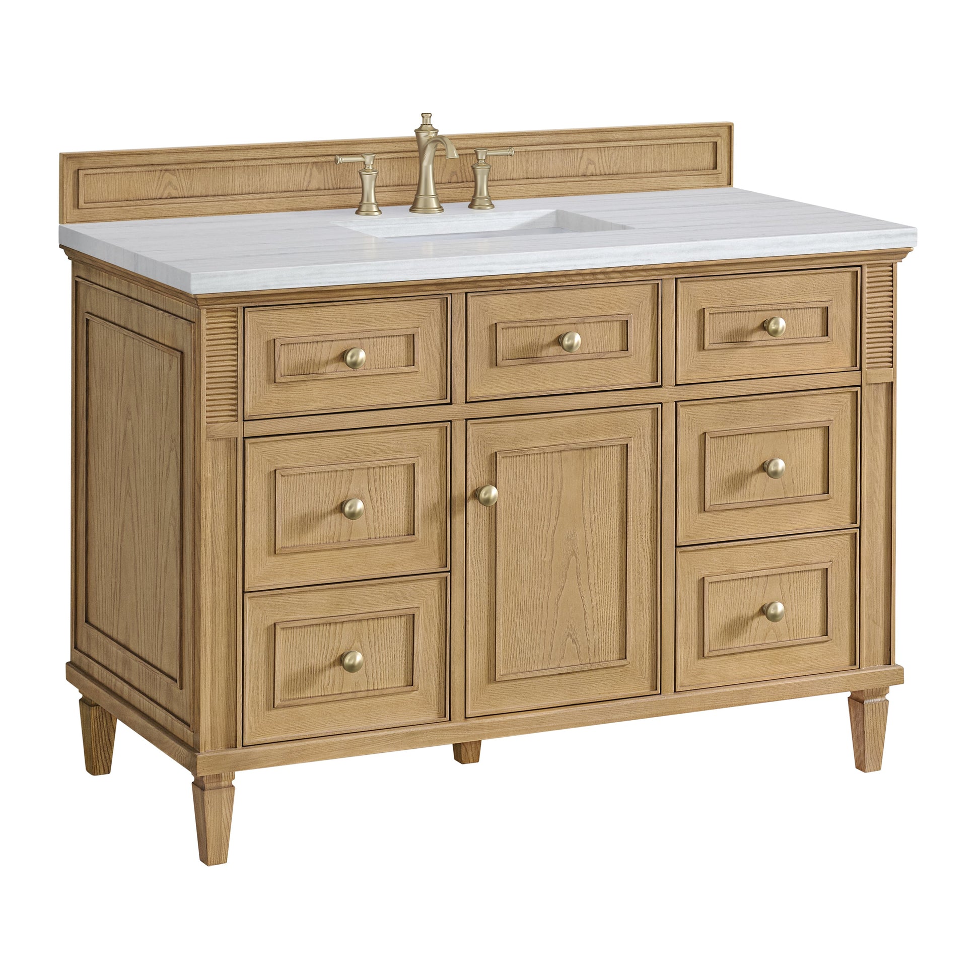 James Martin Vanities Lorelai 48" Light Natural Oak Single Vanity With 3 CM Arctic Fall Solid Surface Top