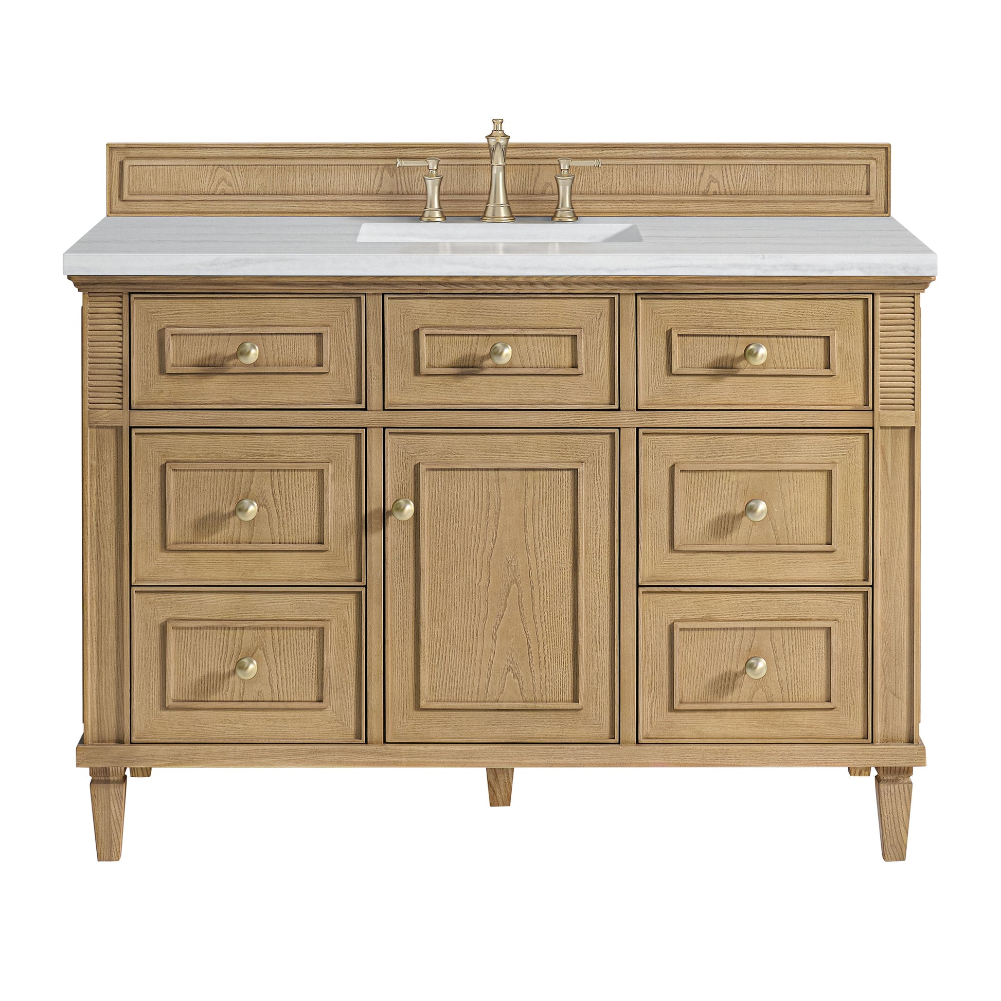 James Martin Vanities Lorelai 48" Light Natural Oak Single Vanity With 3 CM Arctic Fall Solid Surface Top