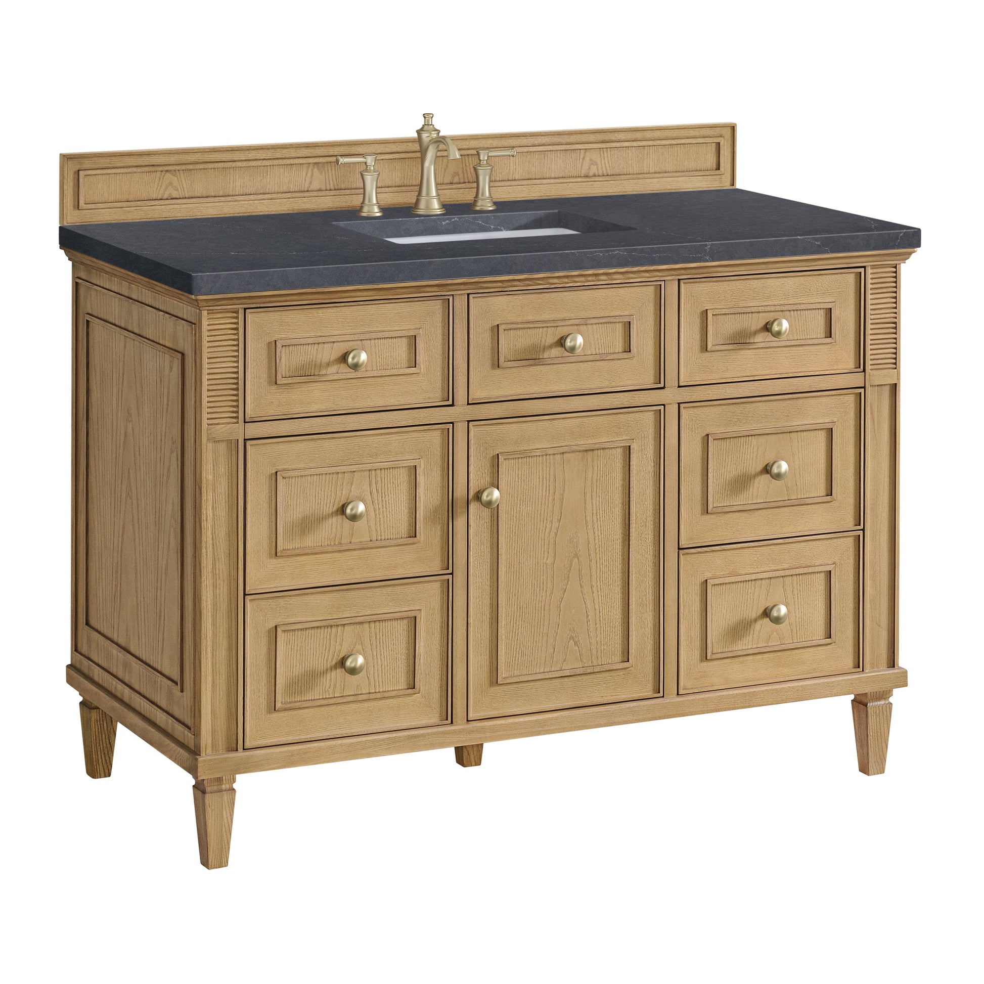 James Martin Vanities Lorelai 48" Light Natural Oak Single Vanity With 3 CM Charcoal Soapstone Quartz Top