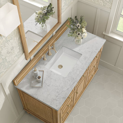 James Martin Vanities Lorelai 48" Light Natural Oak Single Vanity With 3 CM Eternal Jasmine Pearl Quartz Top