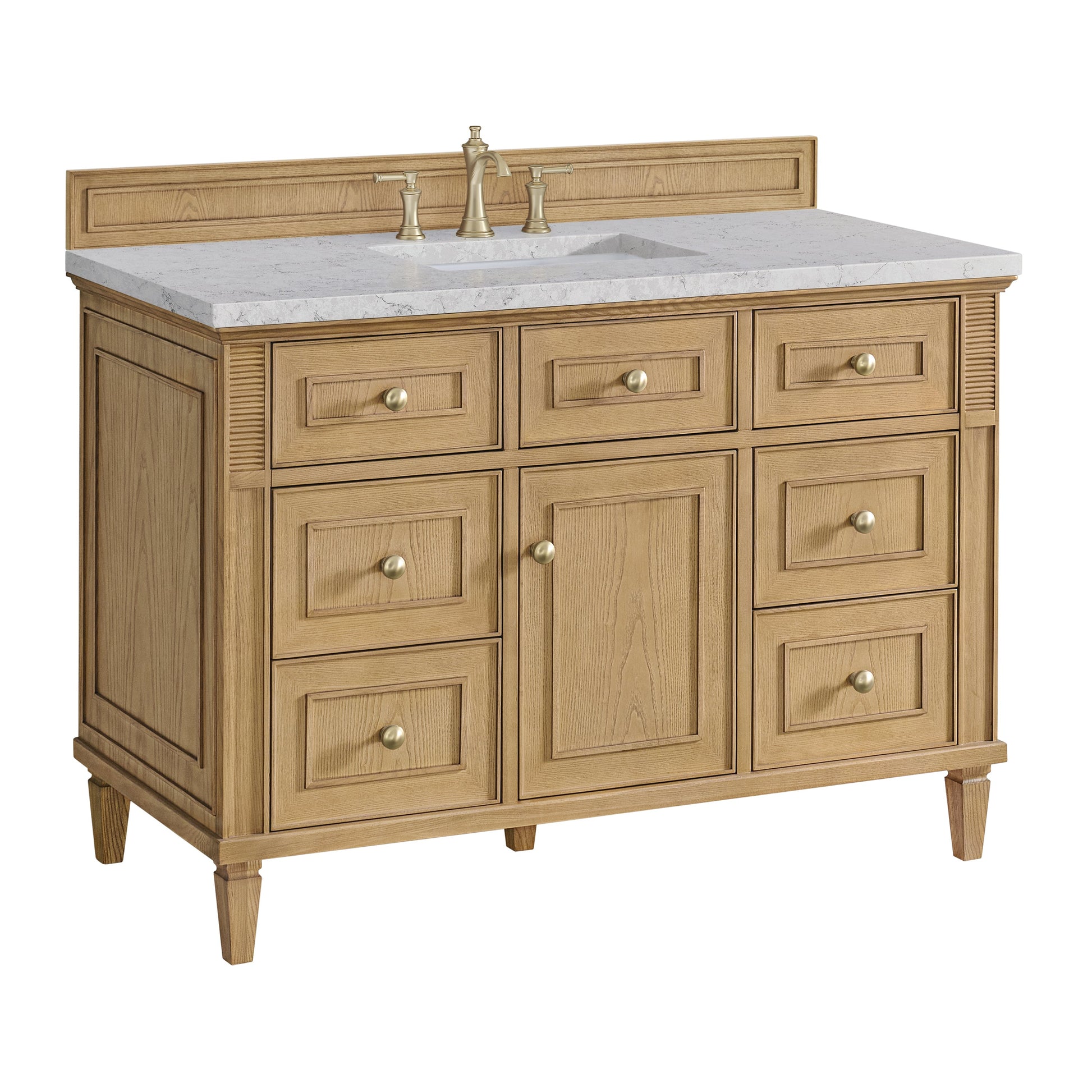 James Martin Vanities Lorelai 48" Light Natural Oak Single Vanity With 3 CM Eternal Jasmine Pearl Quartz Top