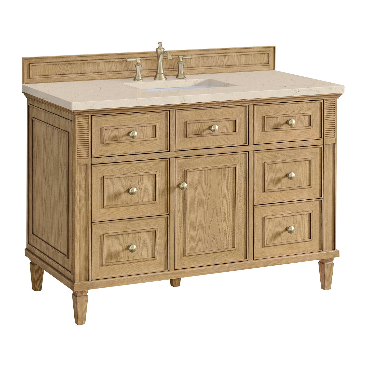 James Martin Vanities Lorelai 48" Light Natural Oak Single Vanity With 3 CM Eternal Marfil Quartz Top