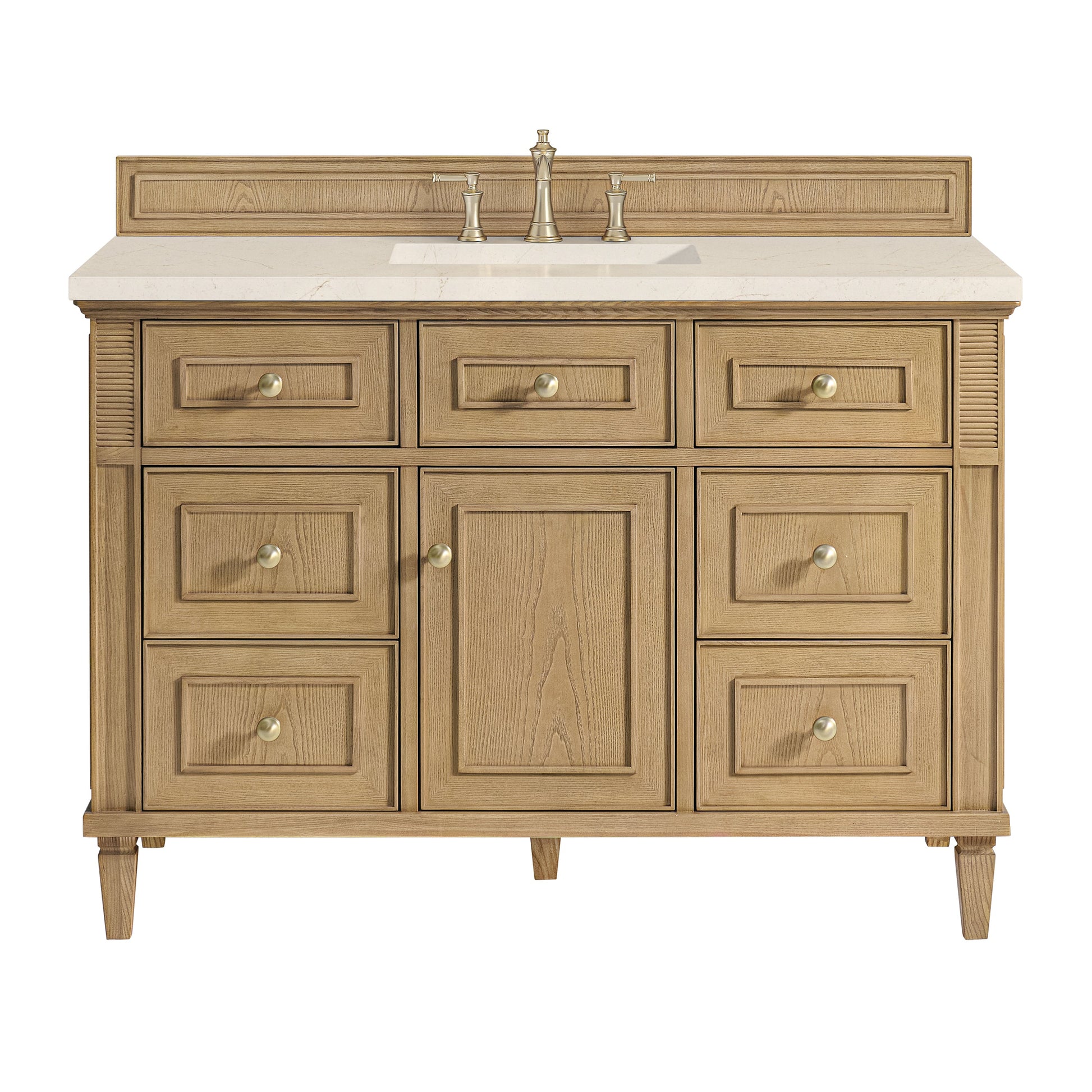 James Martin Vanities Lorelai 48" Light Natural Oak Single Vanity With 3 CM Eternal Marfil Quartz Top