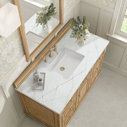 James Martin Vanities Lorelai 48" Light Natural Oak Single Vanity With 3 CM Ethereal Noctis Quartz Top