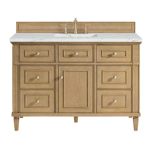 James Martin Vanities Lorelai 48" Light Natural Oak Single Vanity With 3 CM Ethereal Noctis Quartz Top