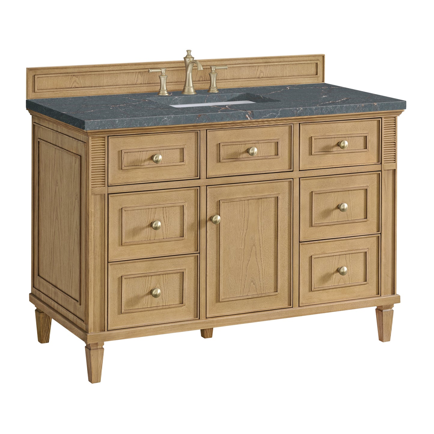 James Martin Vanities Lorelai 48" Light Natural Oak Single Vanity With 3 CM Parisien Bleu Quartz Top