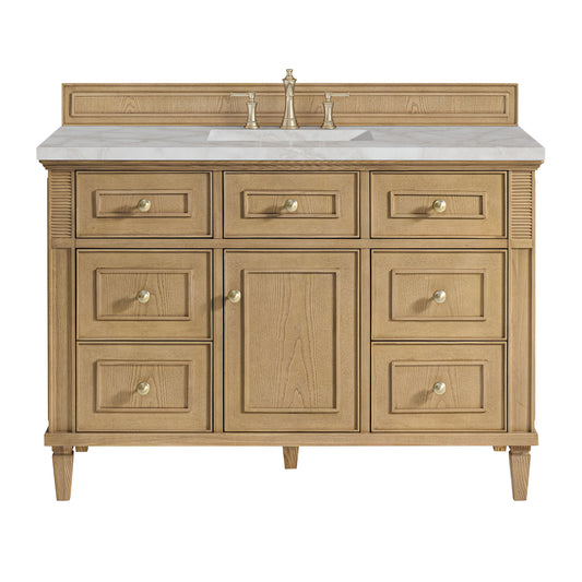 James Martin Vanities Lorelai 48" Light Natural Oak Single Vanity With 3 CM Victorian Silver Quartz Top