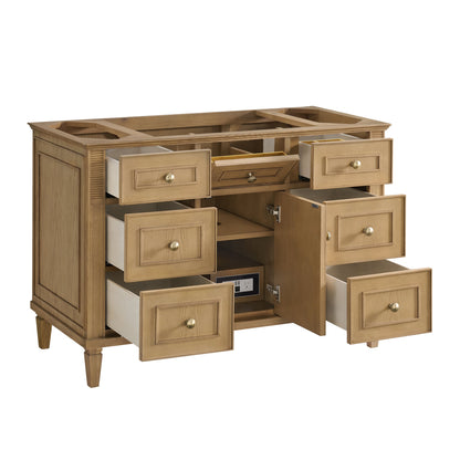 James Martin Vanities Lorelai 48" Light Natural Oak Single Vanity With 3 CM White Zeus Quartz Top