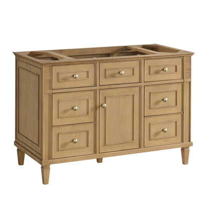 James Martin Vanities Lorelai 48" Light Natural Oak Single Vanity With 3 CM White Zeus Quartz Top