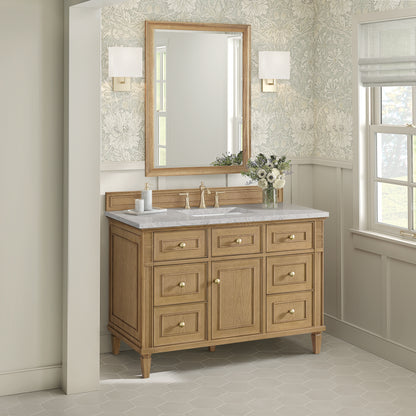 James Martin Vanities Lorelai 48" Light Natural Oak Single Vanity With 3 cm Eternal Jasmine Pearl Silestone Top and FreePower Wireless Charger