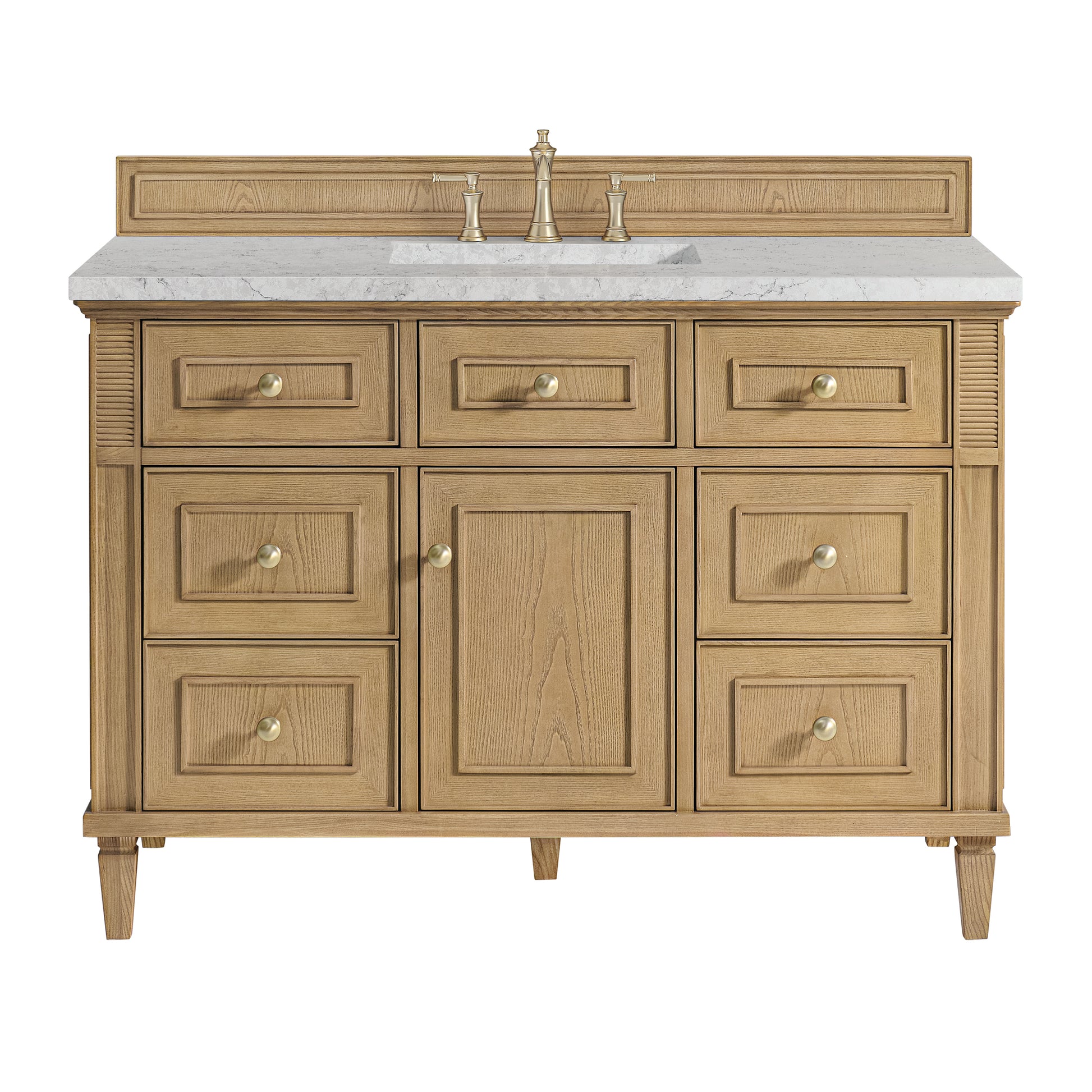 James Martin Vanities Lorelai 48" Light Natural Oak Single Vanity With 3 cm Eternal Jasmine Pearl Silestone Top and FreePower Wireless Charger
