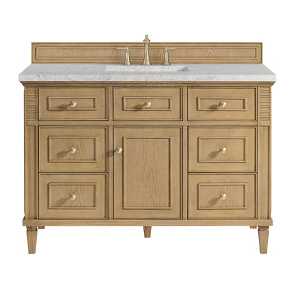 James Martin Vanities Lorelai 48" Light Natural Oak Single Vanity With 3 cm Eternal Jasmine Pearl Silestone Top and FreePower Wireless Charger