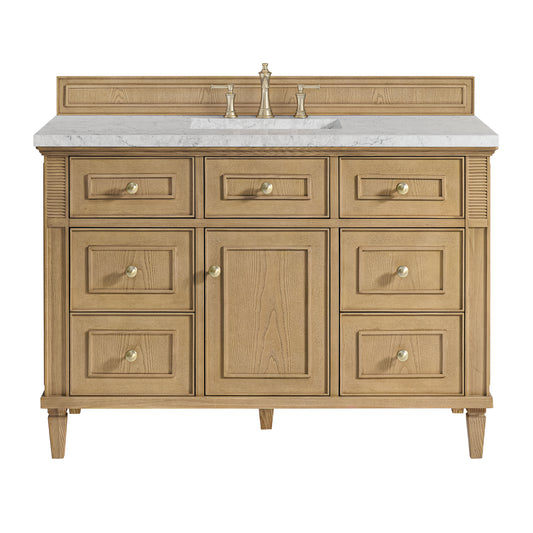 James Martin Vanities Lorelai 48" Light Natural Oak Single Vanity With 3 cm Eternal Jasmine Pearl Silestone Top and FreePower Wireless Charger
