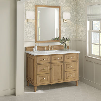 James Martin Vanities Lorelai 48" Light Natural Oak Single Vanity With 3 cm Ethereal Noctis Silestone Top and FreePower Wireless Charger