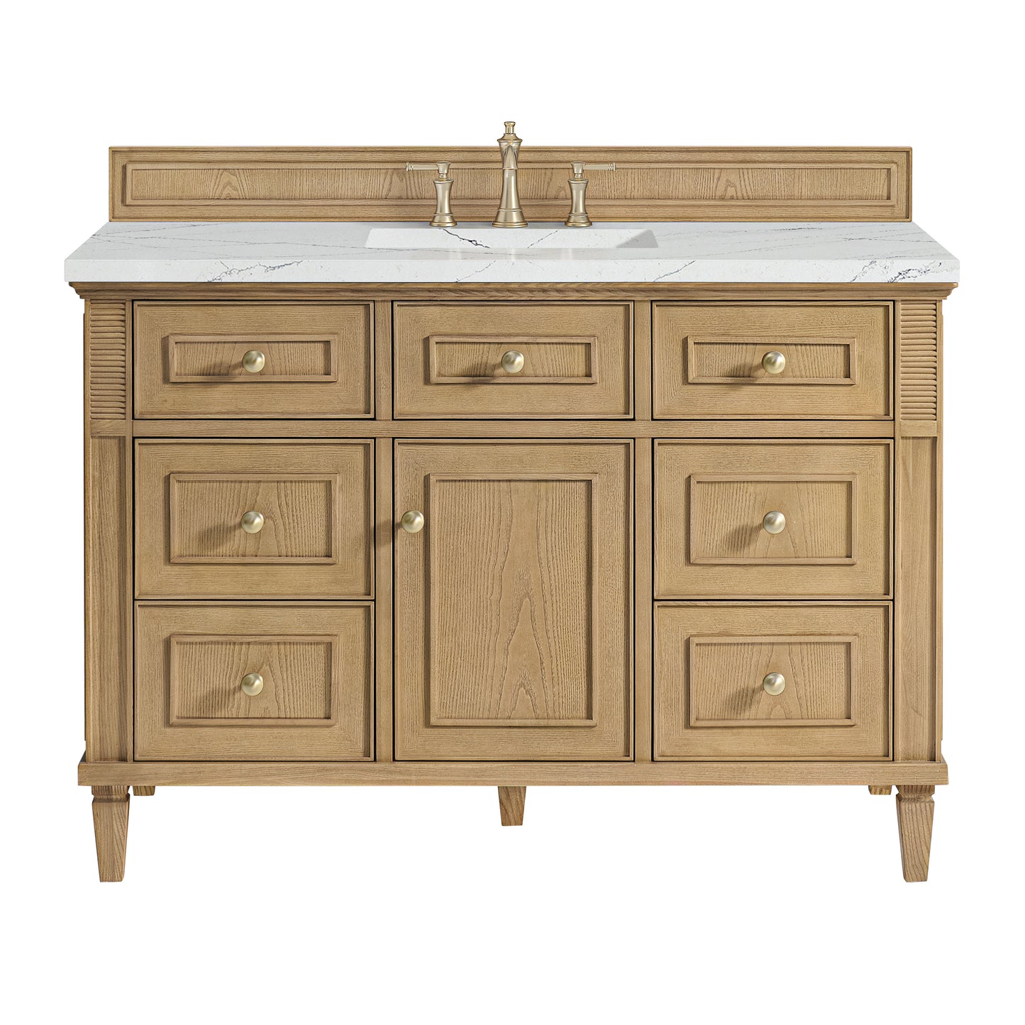 James Martin Vanities Lorelai 48" Light Natural Oak Single Vanity With 3 cm Ethereal Noctis Silestone Top and FreePower Wireless Charger