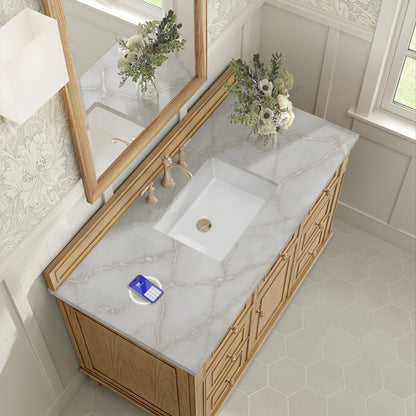 James Martin Vanities Lorelai 48" Light Natural Oak Single Vanity With 3 cm Victorian Silver Silestone Top and FreePower Wireless Charger