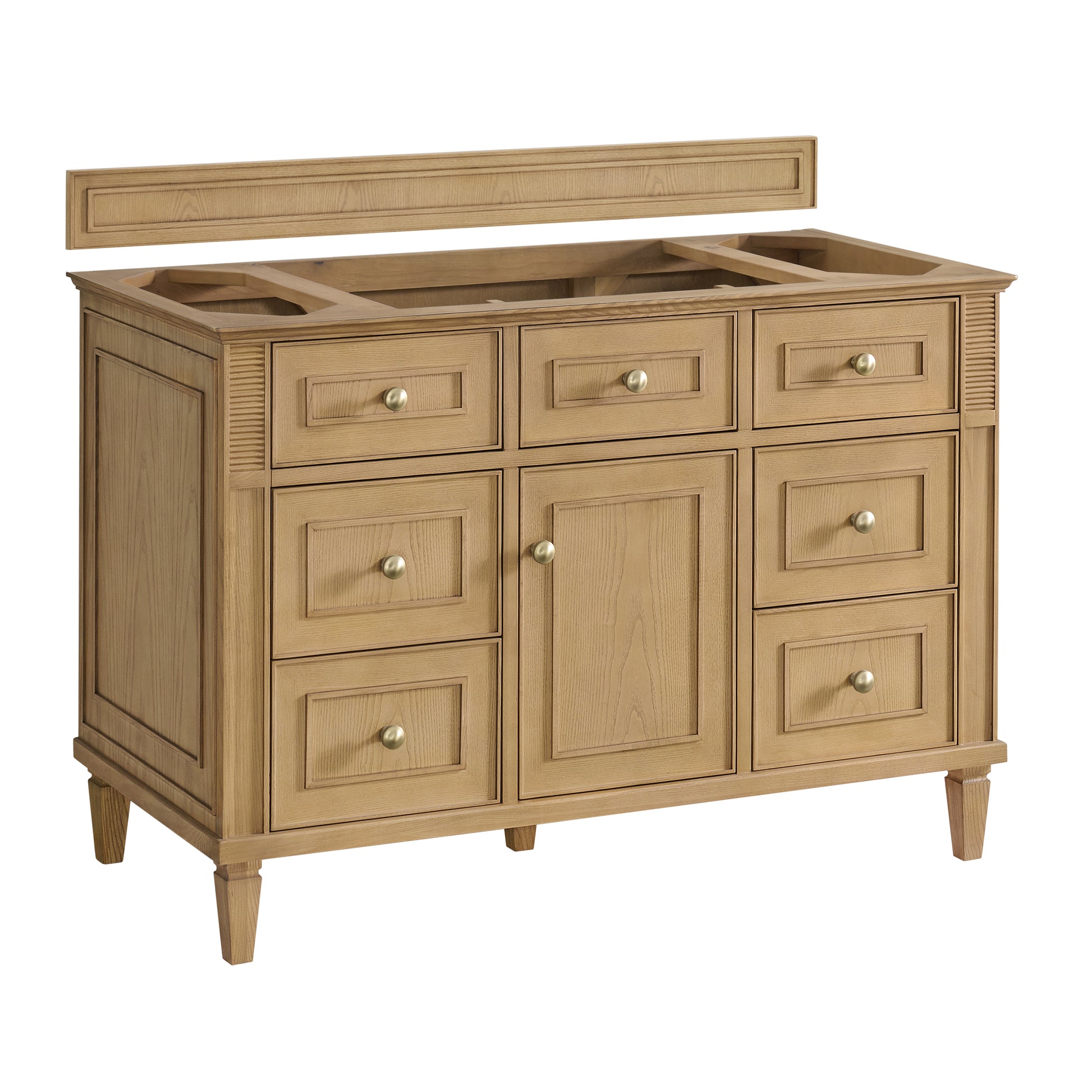 James Martin Vanities Lorelai 48" Light Natural Oak Single Vanity With 3 cm Victorian Silver Silestone Top and FreePower Wireless Charger