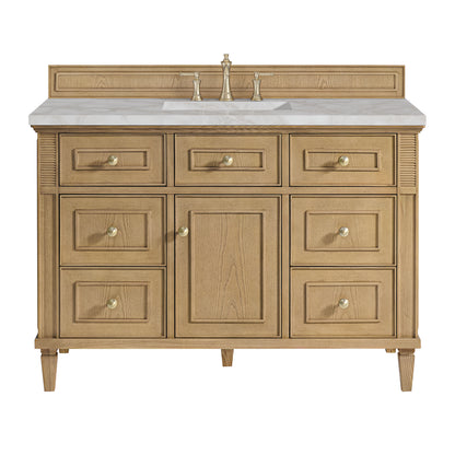 James Martin Vanities Lorelai 48" Light Natural Oak Single Vanity With 3 cm Victorian Silver Silestone Top and FreePower Wireless Charger