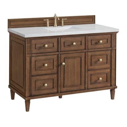 James Martin Vanities Lorelai 48" Mid-Century Walnut Single Vanity With 3 CM Arctic Fall Solid Surface Top