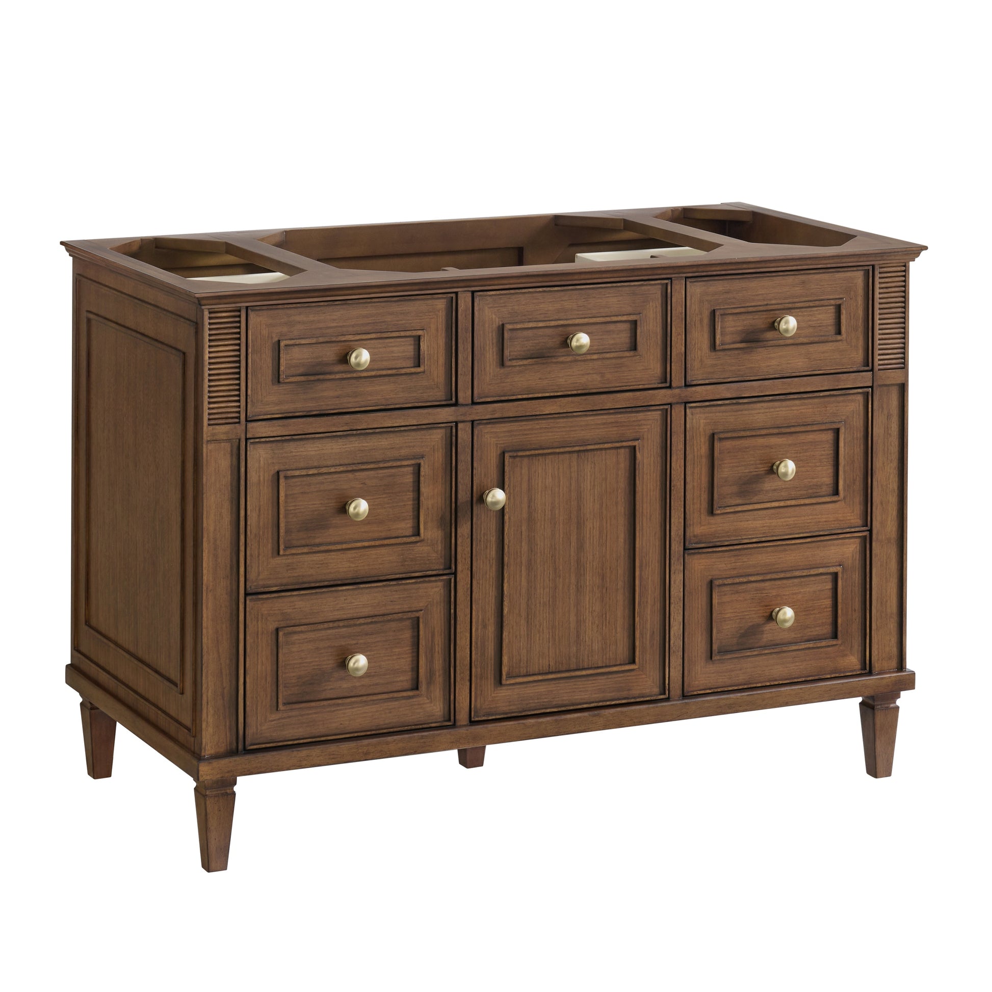 James Martin Vanities Lorelai 48" Mid-Century Walnut Single Vanity With 3 CM Arctic Fall Solid Surface Top