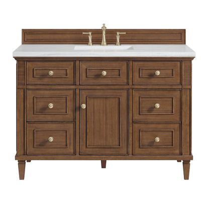 James Martin Vanities Lorelai 48" Mid-Century Walnut Single Vanity With 3 CM Arctic Fall Solid Surface Top