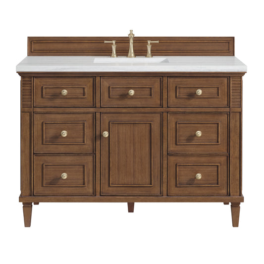 James Martin Vanities Lorelai 48" Mid-Century Walnut Single Vanity With 3 CM Arctic Fall Solid Surface Top