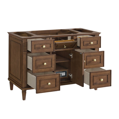 James Martin Vanities Lorelai 48" Mid-Century Walnut Single Vanity With 3 CM Eternal Marfil Quartz Top