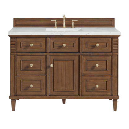 James Martin Vanities Lorelai 48" Mid-Century Walnut Single Vanity With 3 CM Ethereal Noctis Quartz Top