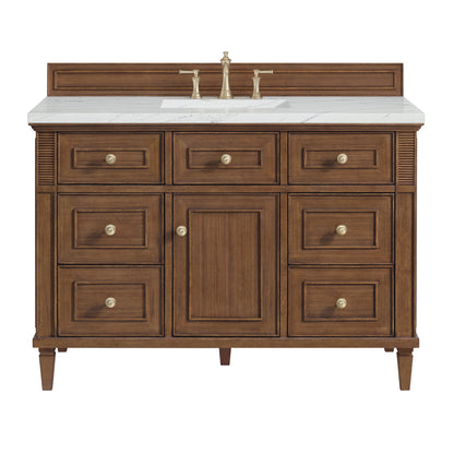 James Martin Vanities Lorelai 48" Mid-Century Walnut Single Vanity With 3 cm Ethereal Noctis Silestone Top and FreePower Wireless Charger