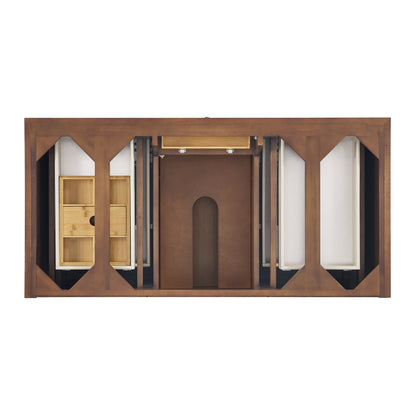 James Martin Vanities Lorelai 48" Mid-Century Walnut Single Vanity With 3 cm Parisien Bleu Silestone Top and FreePower Wireless Charger