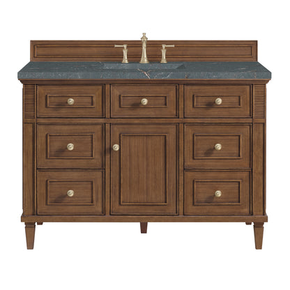James Martin Vanities Lorelai 48" Mid-Century Walnut Single Vanity With 3 cm Parisien Bleu Silestone Top and FreePower Wireless Charger
