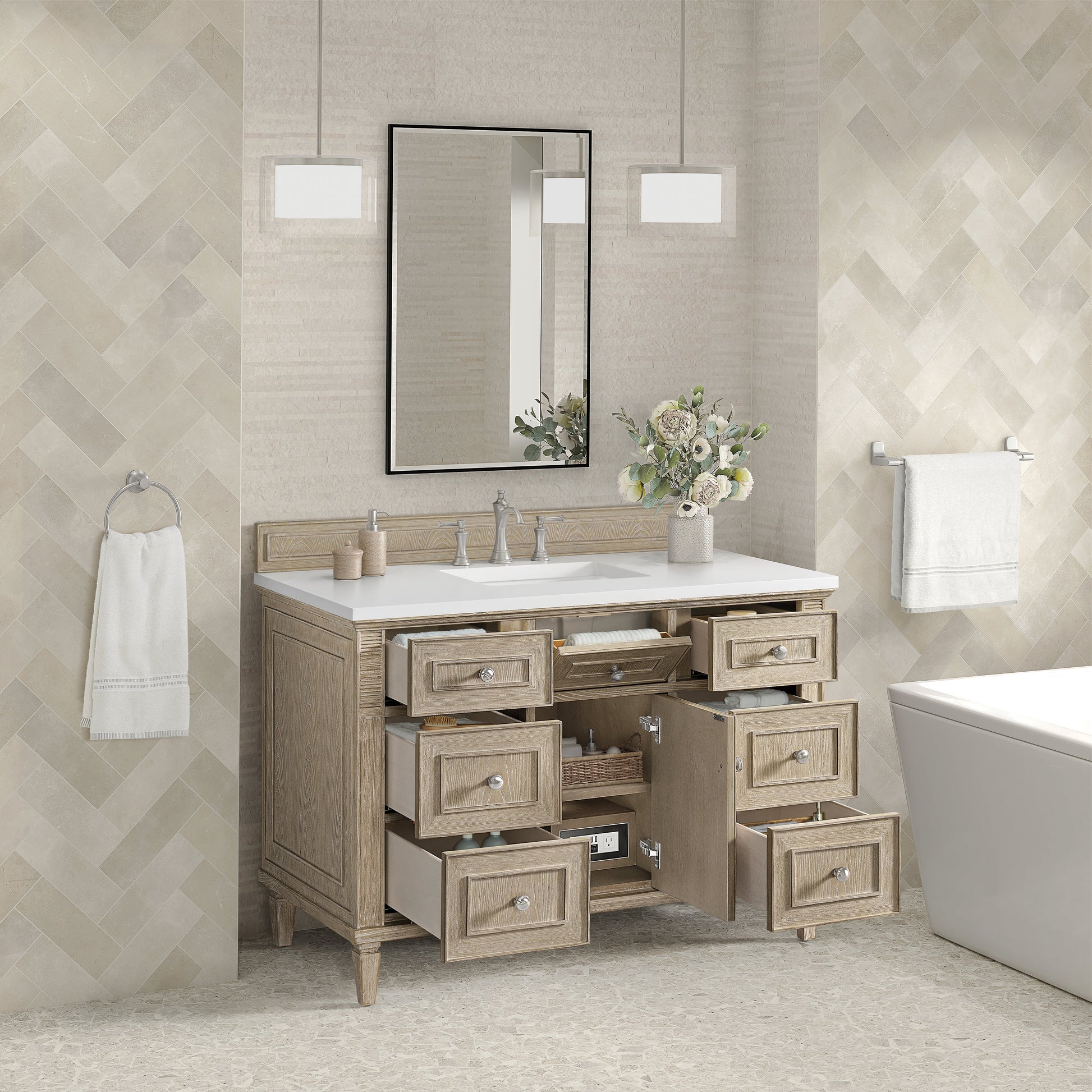 James Martin Vanities Lorelai 48" Whitewashed Oak Single Vanity