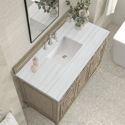 James Martin Vanities Lorelai 48" Whitewashed Oak Single Vanity With 3 CM Arctic Fall Solid Surface Top