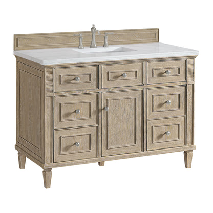 James Martin Vanities Lorelai 48" Whitewashed Oak Single Vanity With 3 CM Arctic Fall Solid Surface Top