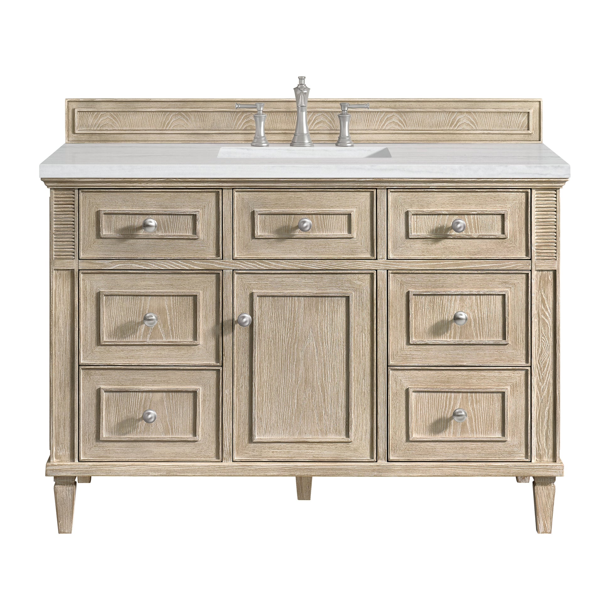 James Martin Vanities Lorelai 48" Whitewashed Oak Single Vanity With 3 CM Arctic Fall Solid Surface Top