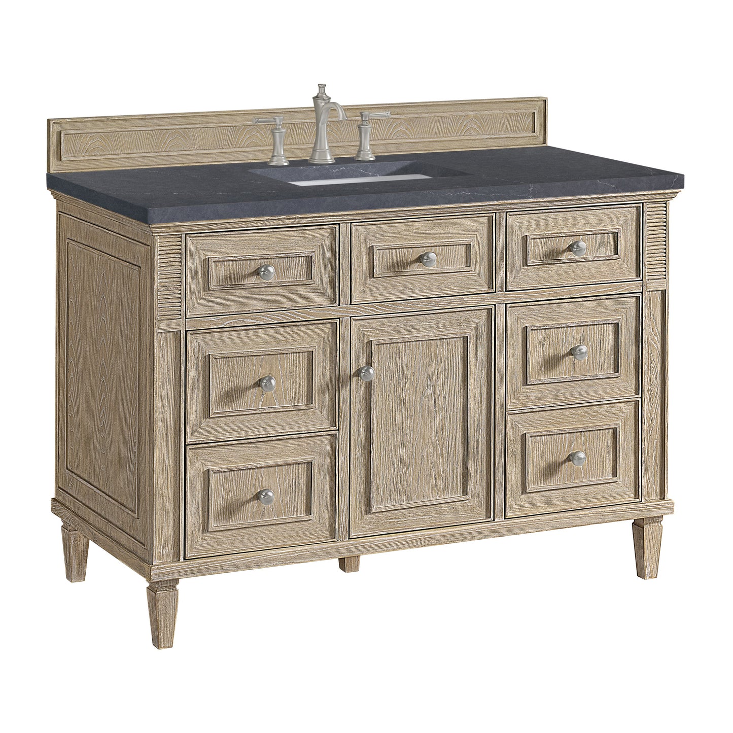 James Martin Vanities Lorelai 48" Whitewashed Oak Single Vanity With 3 CM Charcoal Soapstone Quartz Top