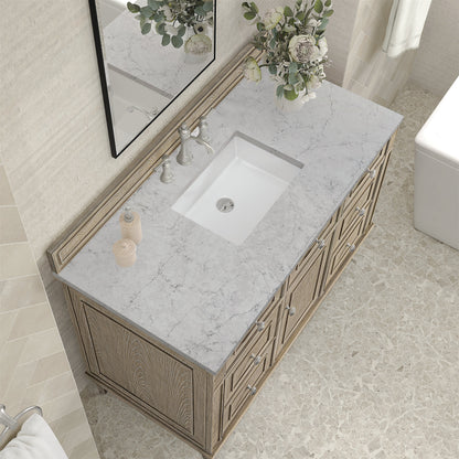 James Martin Vanities Lorelai 48" Whitewashed Oak Single Vanity With 3 CM Eternal Jasmine Pearl Quartz Top